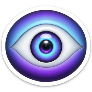 a single spooky floating disembodied eye colored blue, purple, black and white sticker