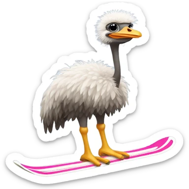 Ostrich on skis   sticker