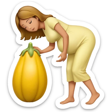 yellow eggplant combined with pregnant person and bowing person, bowing person in profile sticker