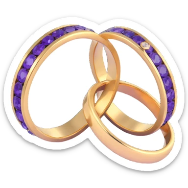 a pair of elegant gold wedding rings with purple and black accents, symbolizing luxury weddings and milestone events sticker