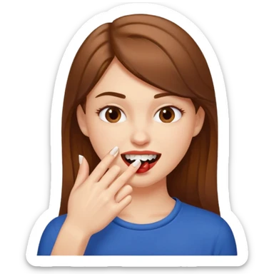 Une fille brune et blanche qui se mord l'ongle avec ses dents comme si elle draguait qqn sticker