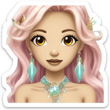 mermaid hime gyaru girl with pointy, jewerly sticker