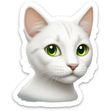 white cat, with light brown spots and tail, and green eyes sticker