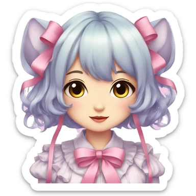 Gorgeous Kawaii Cute Beautiful Elegant Pretty Pastel Anime Catlady with ribbons sticker
