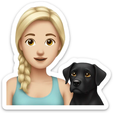 White Girl and black dog sticker
