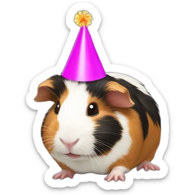 Birthday hat on guinea pig sticker