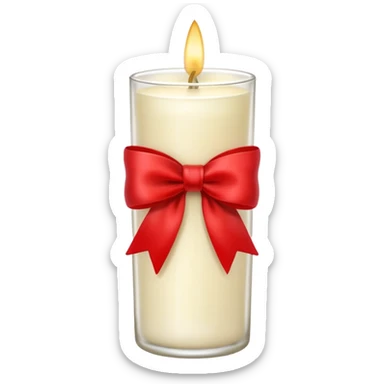 Soft vanilla long glass candle, with little red bow sticker