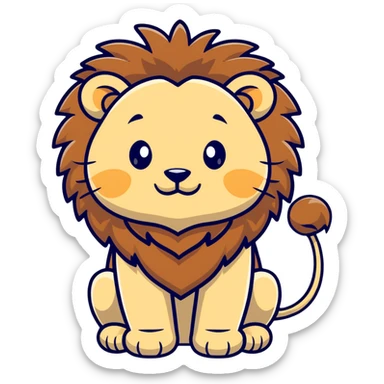 cute cartoon lion with fluffy mane sticker