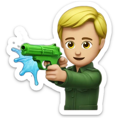 Zelensky shoots from a water pistol sticker