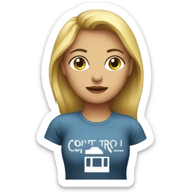 female with the shirt saying control alt delete sticker