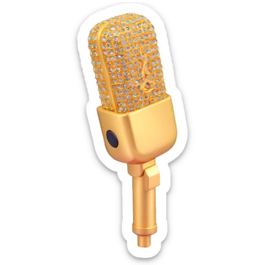glamorous gold microphone with rhinestones sticker