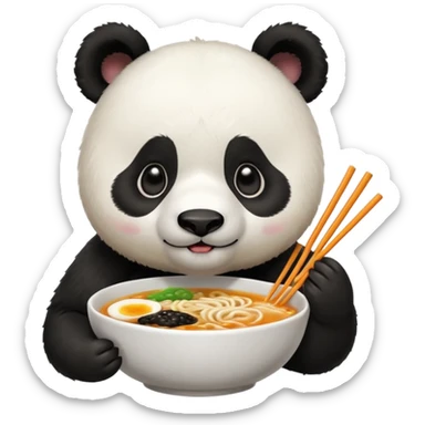 cute hungry panda eating ramen  sticker