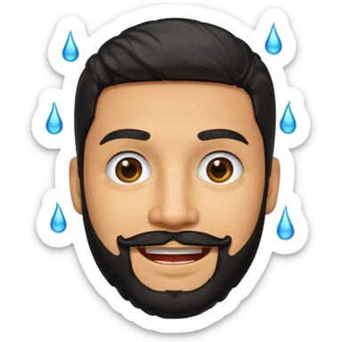 Smiling hispanic man with black beard that is dripping wet sticker