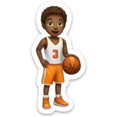 kid play basketball sticker