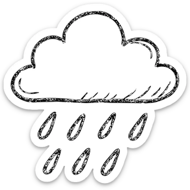 hand-drawn outlined rain icon, sketchy look sticker