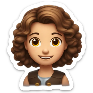 Rostro de niña con el pelo oscuro y con el pelo recogido en una coleta. Sonriente. Estilo pixar. Con el nombre de Olivia en la parte superior con letras disney sticker