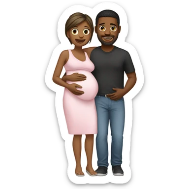 man holding wife’s baby bump sticker