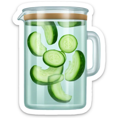 Cucumber detox water In a Transparent cylindrical flask sticker
