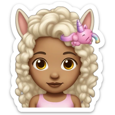 Light skin Newborn with unicorn headband sticker