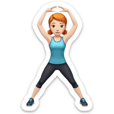 Ginger gym girl shiny stretching arms sticker