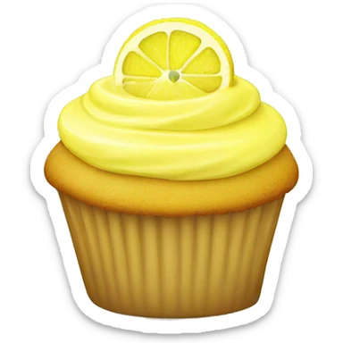 Lemon cupcake topped with lemon slice sticker