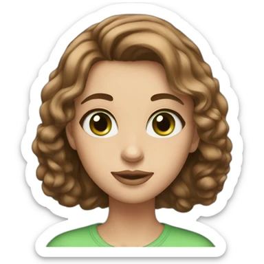 Tall girl with brown hair, big green eyes, full lips sticker