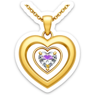 gold pendant with a diamond heart sticker