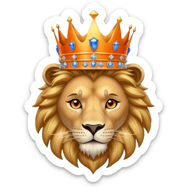 A whole lion wearing a knicks jersey and a gold grown with blue gems sticker