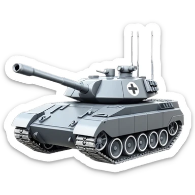 Fruchterregender futuristischer Panther Panzer hergestellt von Rheinmetall in Deutschland mit autonomen Raketensystemen & einem schwarz weißem Kreuz sticker