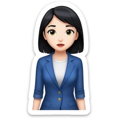 Girl with black hair white going down elevator in elevator  sticker