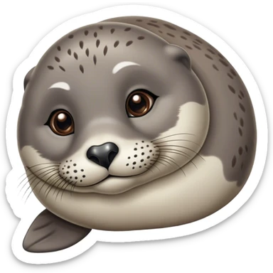 Cute, Disney-style harbor seal laying down sticker