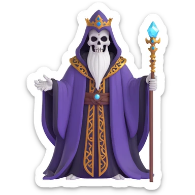 Ainz Ooal Gown undead lich with magical staff and ornate robe sticker