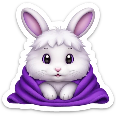 Cute bunny with a purple blanket  sticker