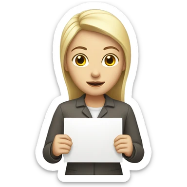 White woman holding a sign 4 B sticker