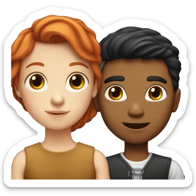 "A red-haired, fair-skinned girl and a black-haired, fair-skinned boy." sticker