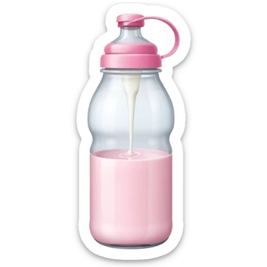 feeding bottle milk inside with pink lid sticker
