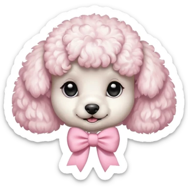 white poodle puppy with pastel pink bow  sticker