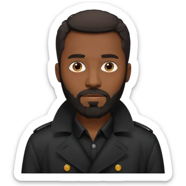 black bearded man in black shirt in black trenchcoat  sticker