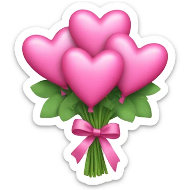 Bouquet of pink hearts with a bow sticker