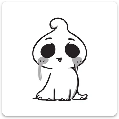 A hand-drawn soul or spirit crying tears, emotional essence sticker