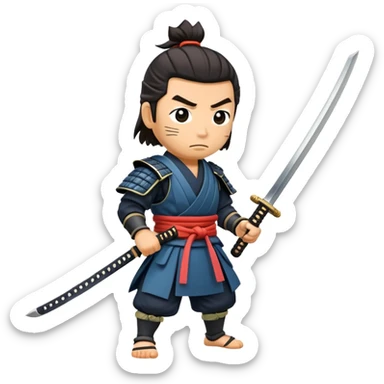 samurai pulling out a katana from sheath sticker