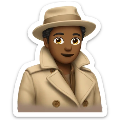 beige sherpa trench coat sticker