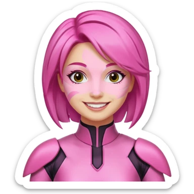 pink power ranger, woman emoji sticker