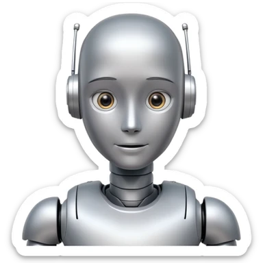 friendly Humanoid robot, face + neck sticker
