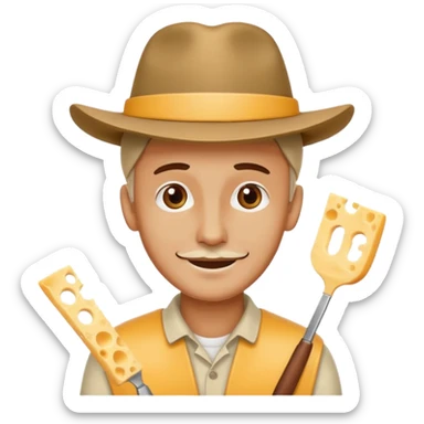 A man wearing a cheese-cutter style hat with a hopeful expression. sticker