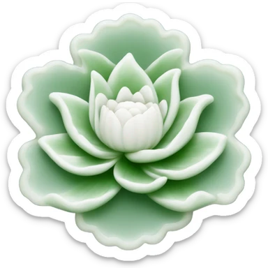 A white Chinese style water-lily-patterned jade ornament sticker