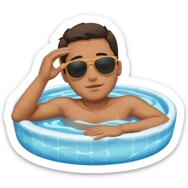 single men floating with close eyes in pool  sticker