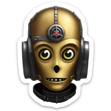  evil c3Po wearing Satan’s backpack and saddlebags walking sticker