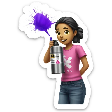 Girl spraying ink  sticker