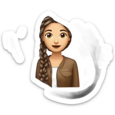 Mujer con braids box fine long hair castaño con magnifier sticker